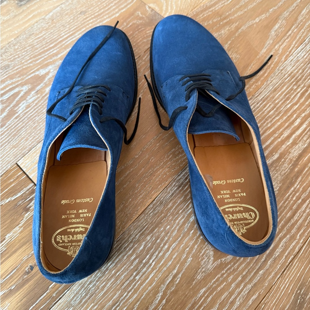 CHURCH'S blue Padstow Suede Derby Shoes - Picture 6 of 10